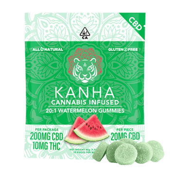 KANHA | 20:1 CBD:THC | Watermelon | 200mg CBD/10mg THC | 10-pack